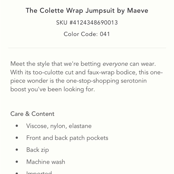 NWT The Colette Jumpsuit by Maeve in Navy - Picture 2 of 5